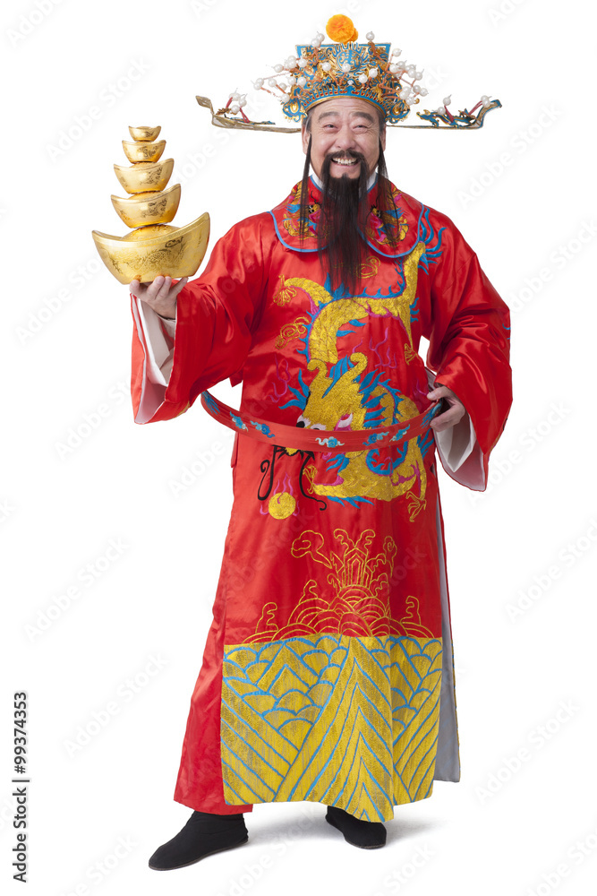 Chinese God of Wealth celebrating Chinese New Year