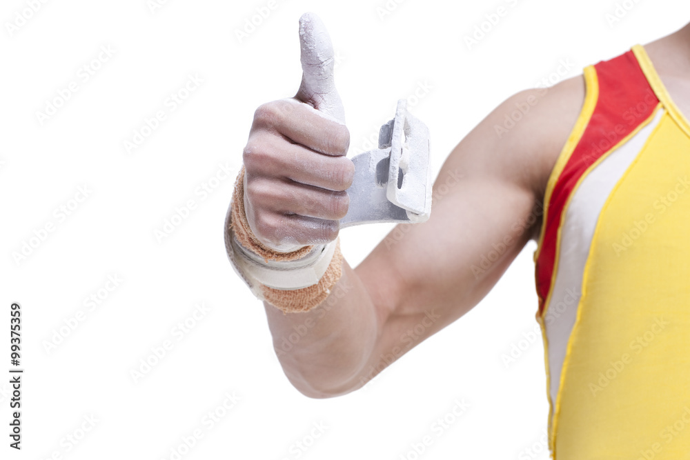 Gymnastic athlete doing thumbs up