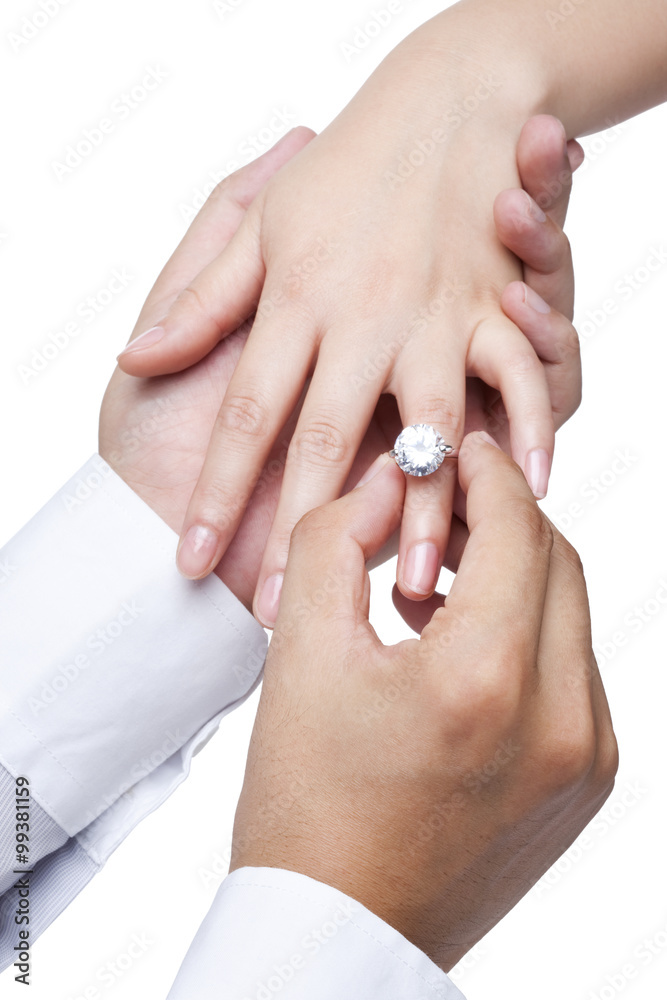 Groom Placing Ring on Bride