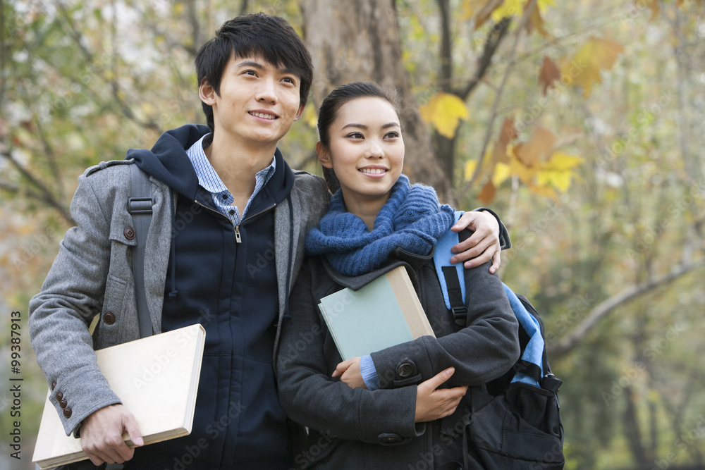 College couple enjoying a romantic moment together