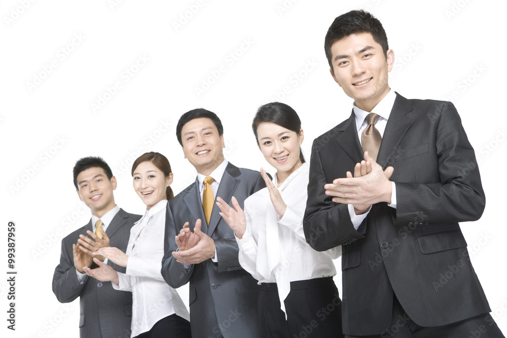 Business people clapping