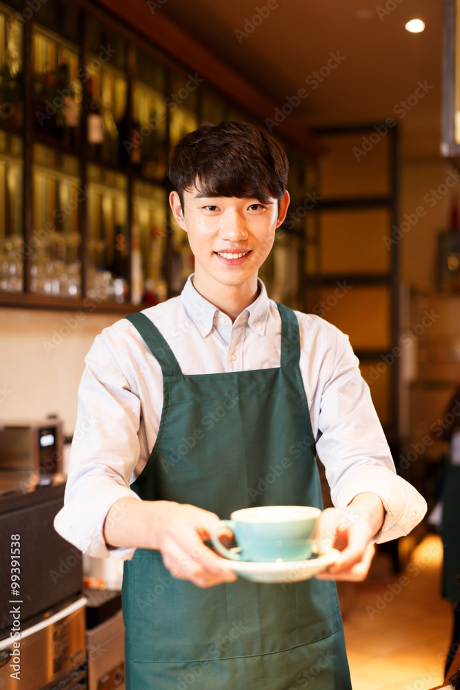 waitress and waiter are serving