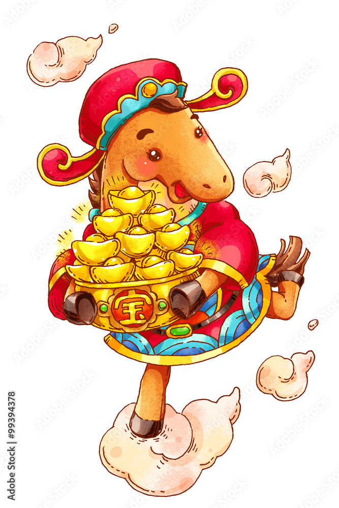 The horse gods of wealth celebrating Chinese New Year