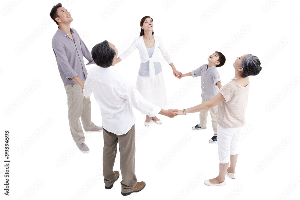 Family holding hands in a circle