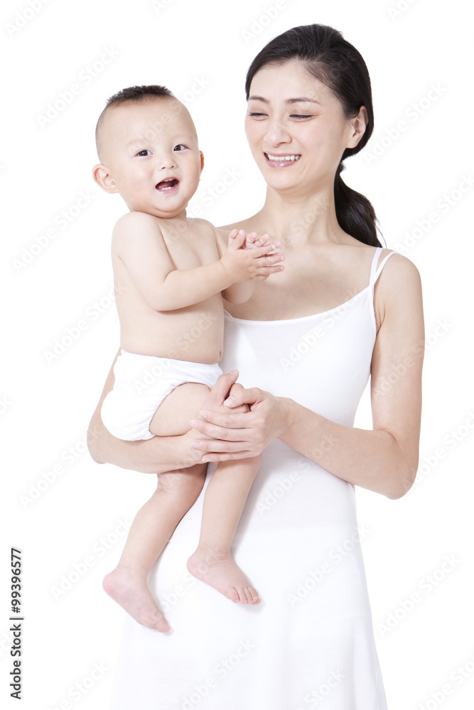 Young mother and cute infant