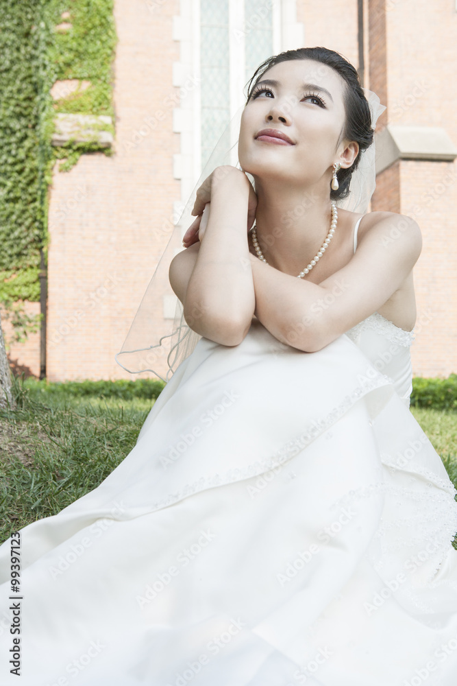 A young bride on her wedding day