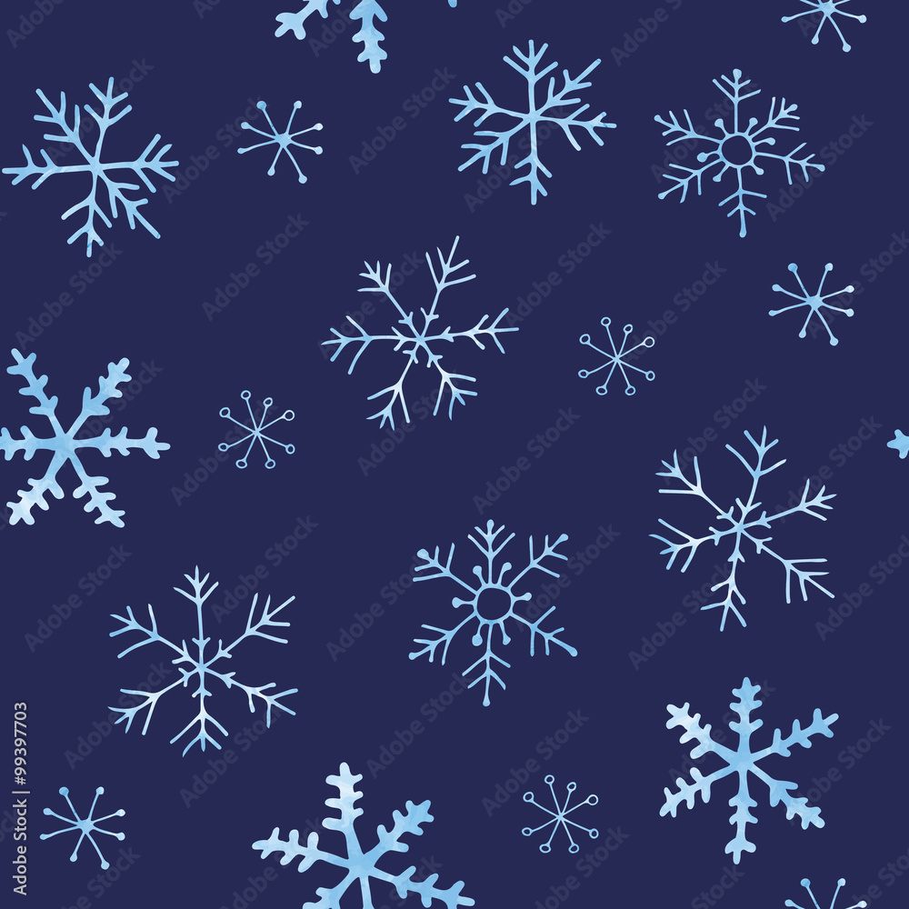 Hand drawn snowflakes - seamless pattern