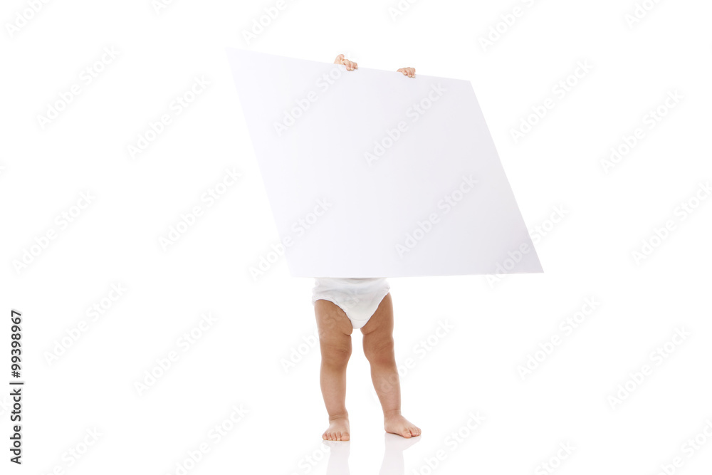 Baby with white board