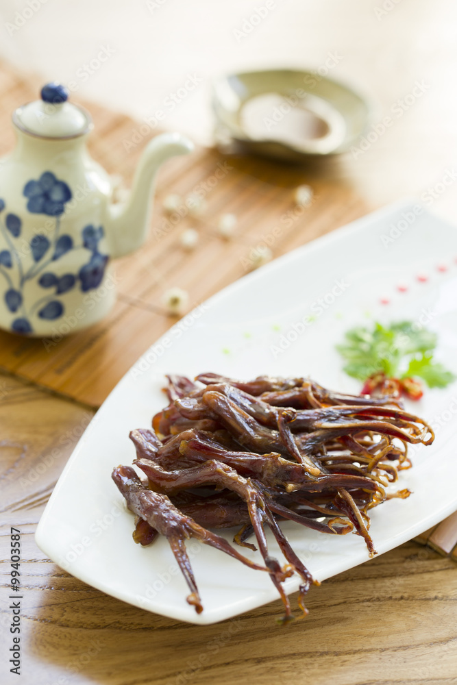 Chinese cuisine braised duck tongues