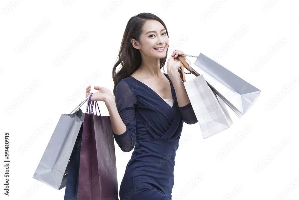 Cheerful young woman shopping