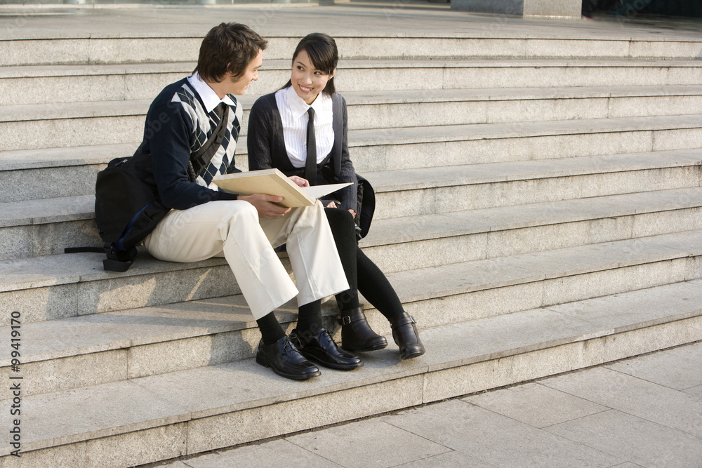 Students on the steps