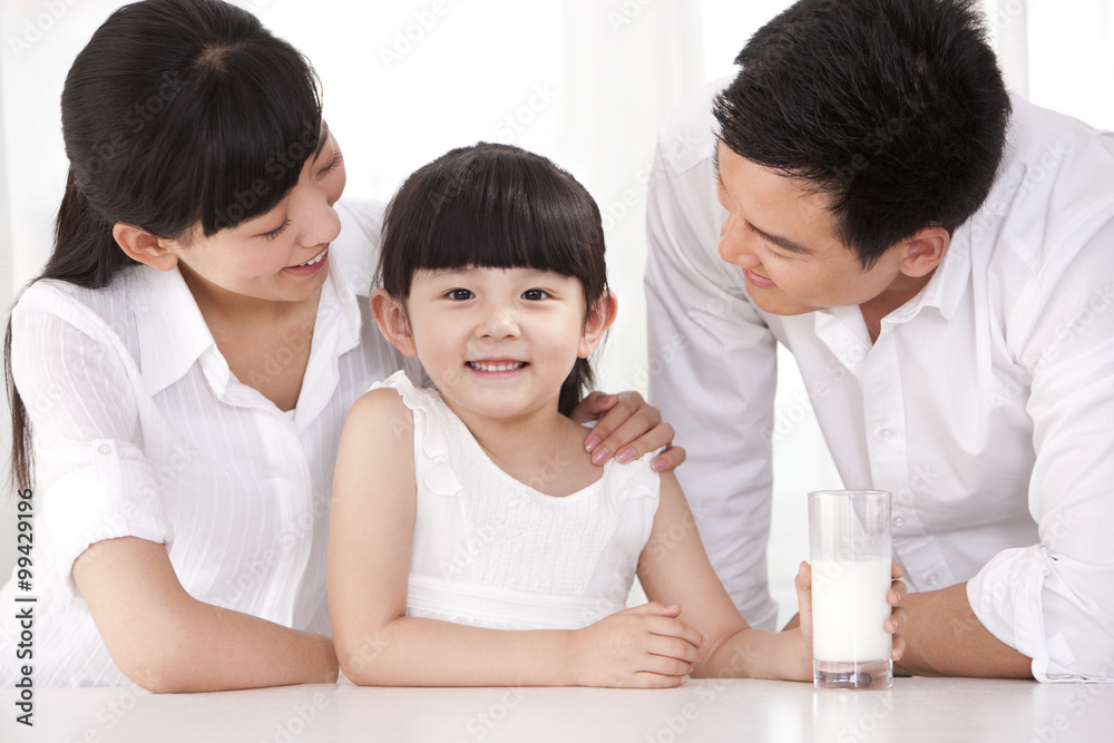 Healthy family and milk