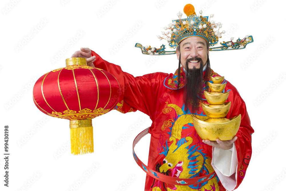 Chinese God of Wealth celebrating Chinese New Year