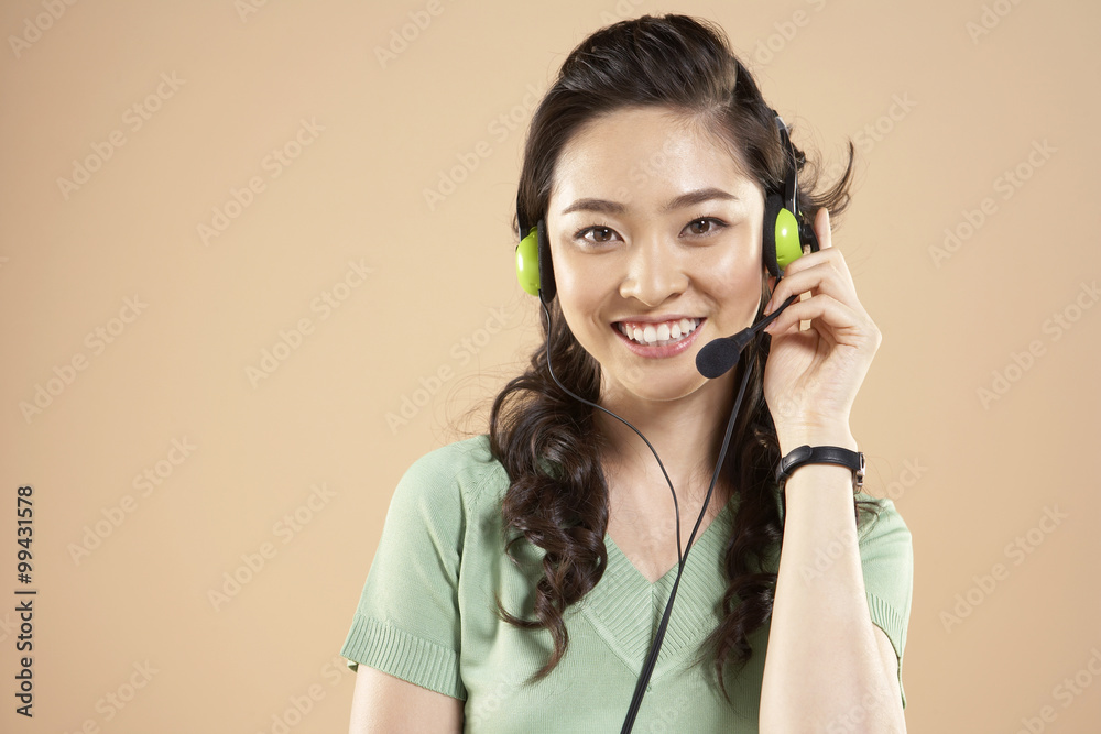 Woman Wearing Headset