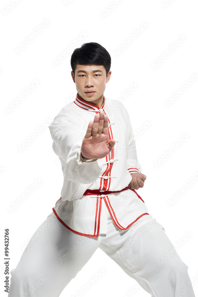 Man in Traditional Chinese Clothing Doing Taijiquan