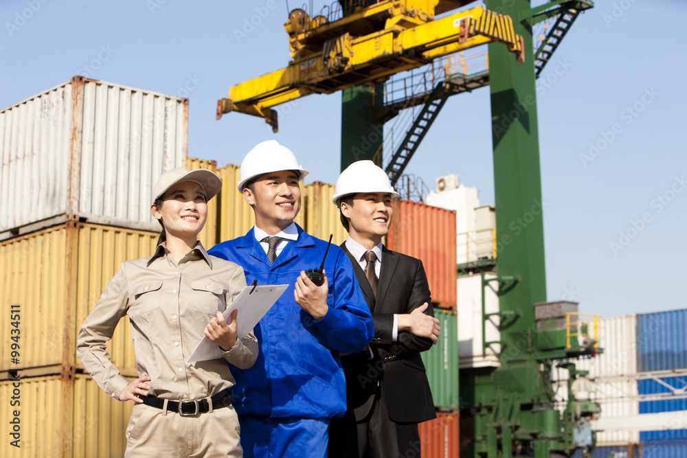 shipping industry professionals in a row