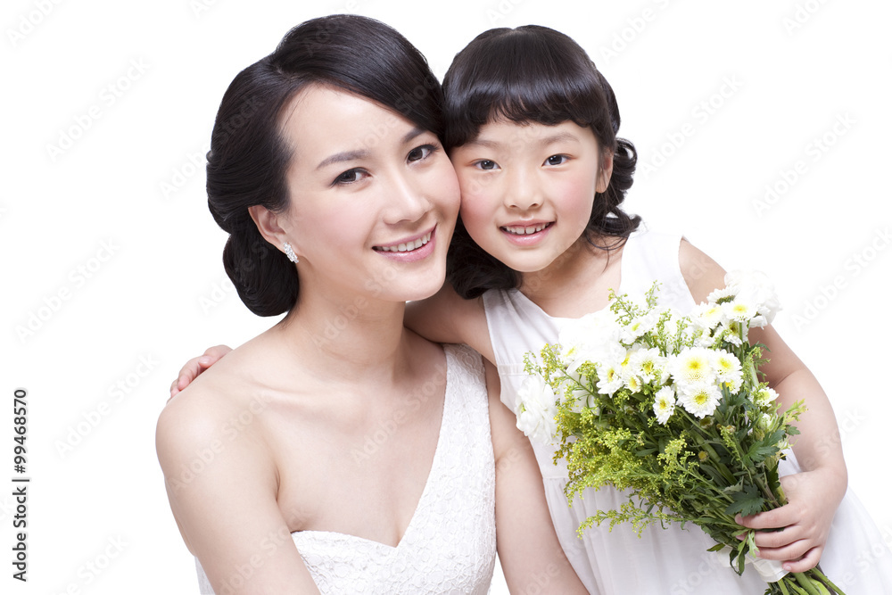 Cheerful mother and her daughter