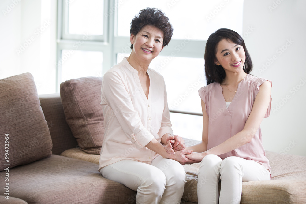 Happy mother and daughter