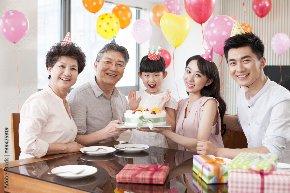 Happy family celebrating birthday