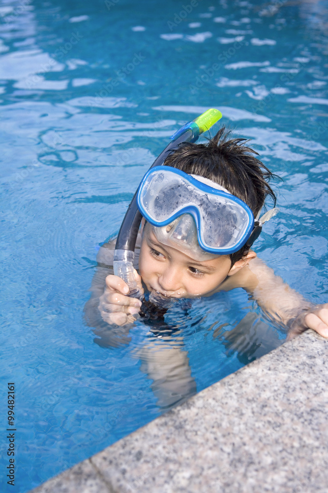 Young boy at the pool