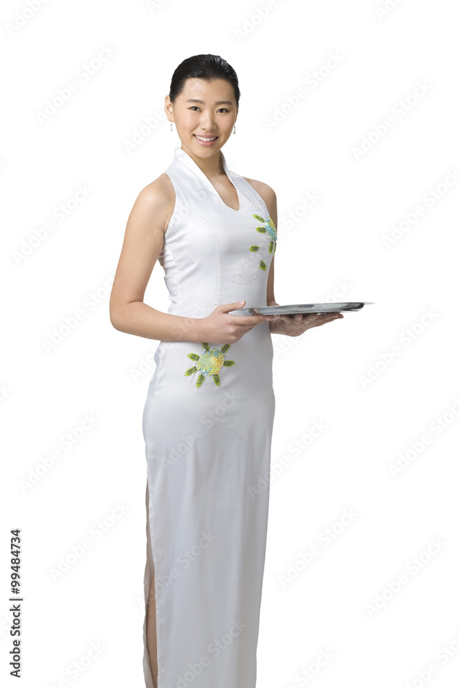 Server Holding Silver Platter