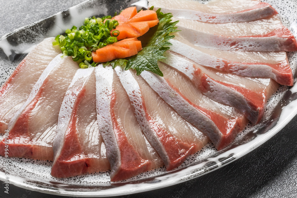 寒ぶりの刺身　Gourmet of sashimi Japan of the yellowtail