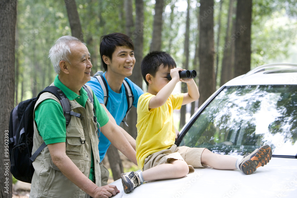 Family on a trip out in the country