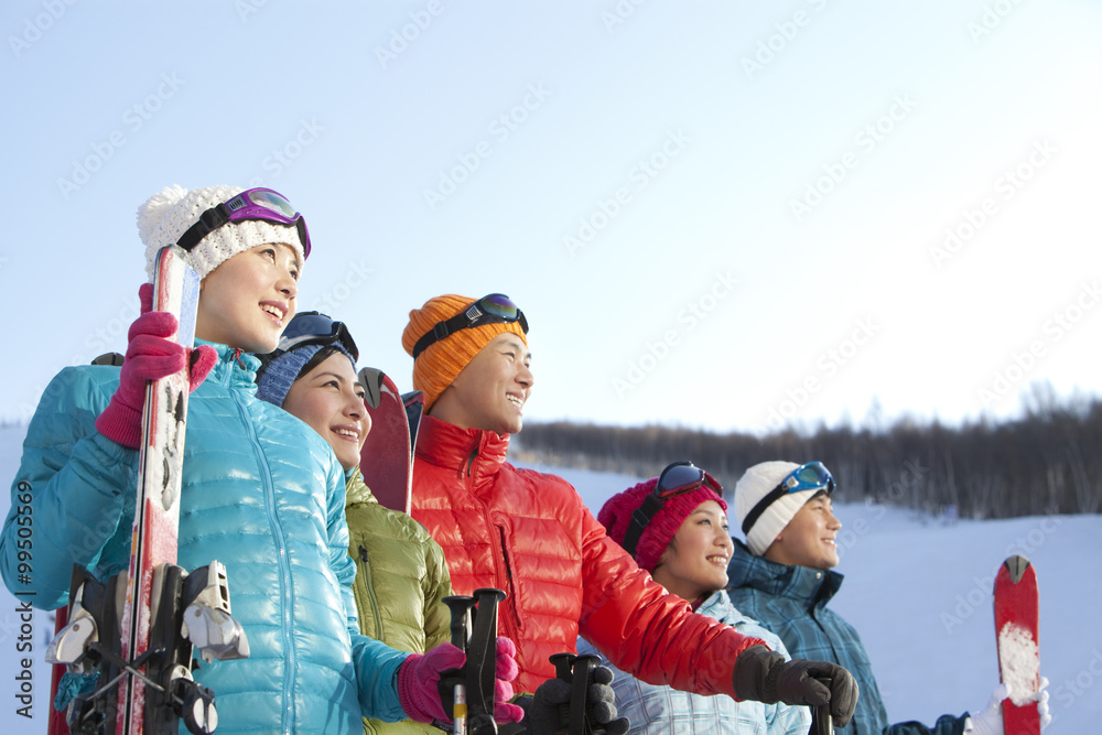 Young people going for skiing