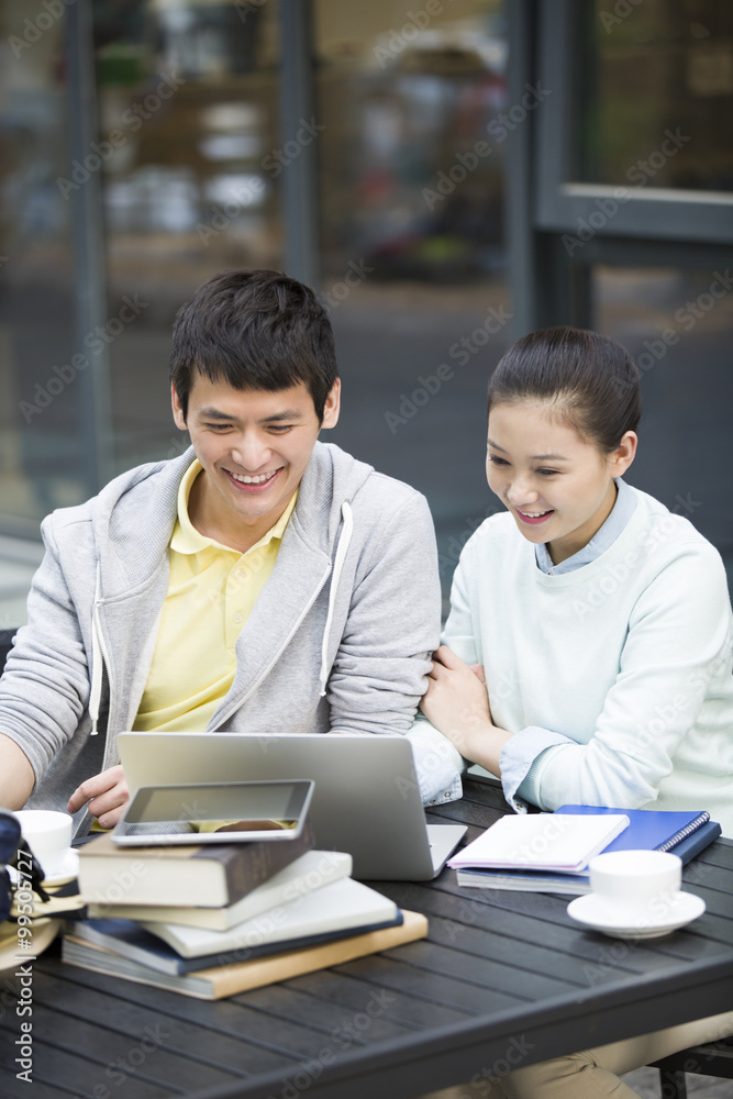 Young couple studying