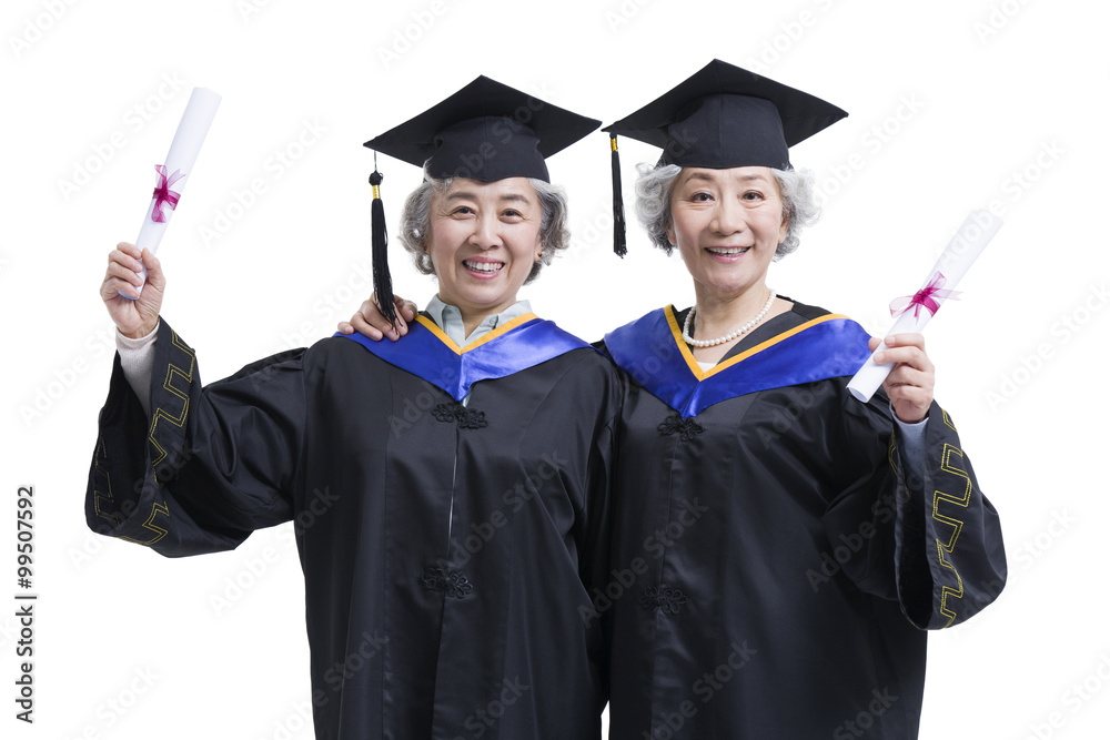 Senior students cheering for graduation