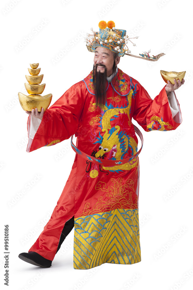 Chinese God of Wealth celebrating Chinese New Year