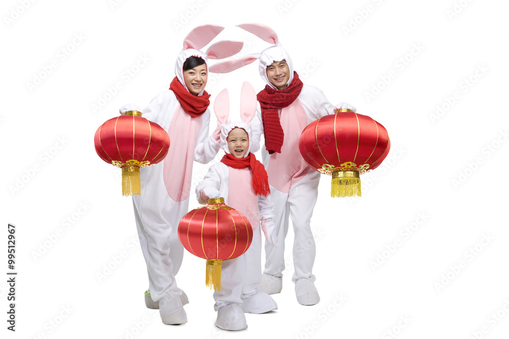 Family celebrating the Year of the Rabbit