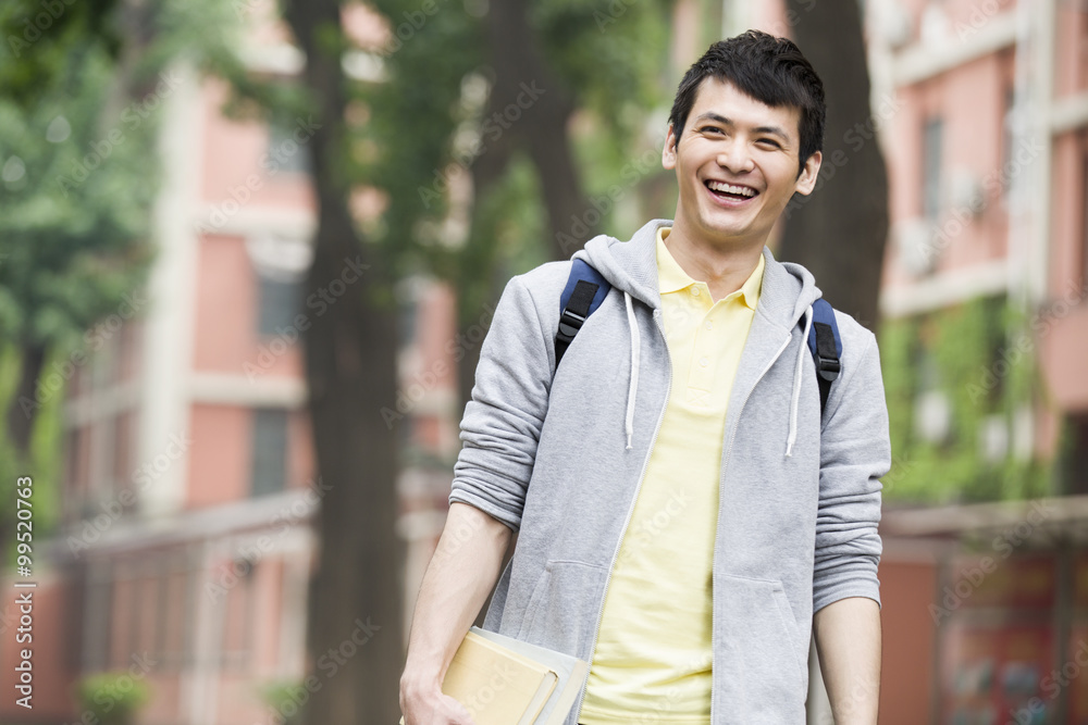 Male college student on campus