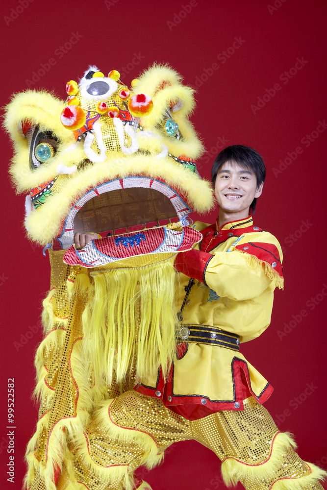 Chinese traditional lion dancing