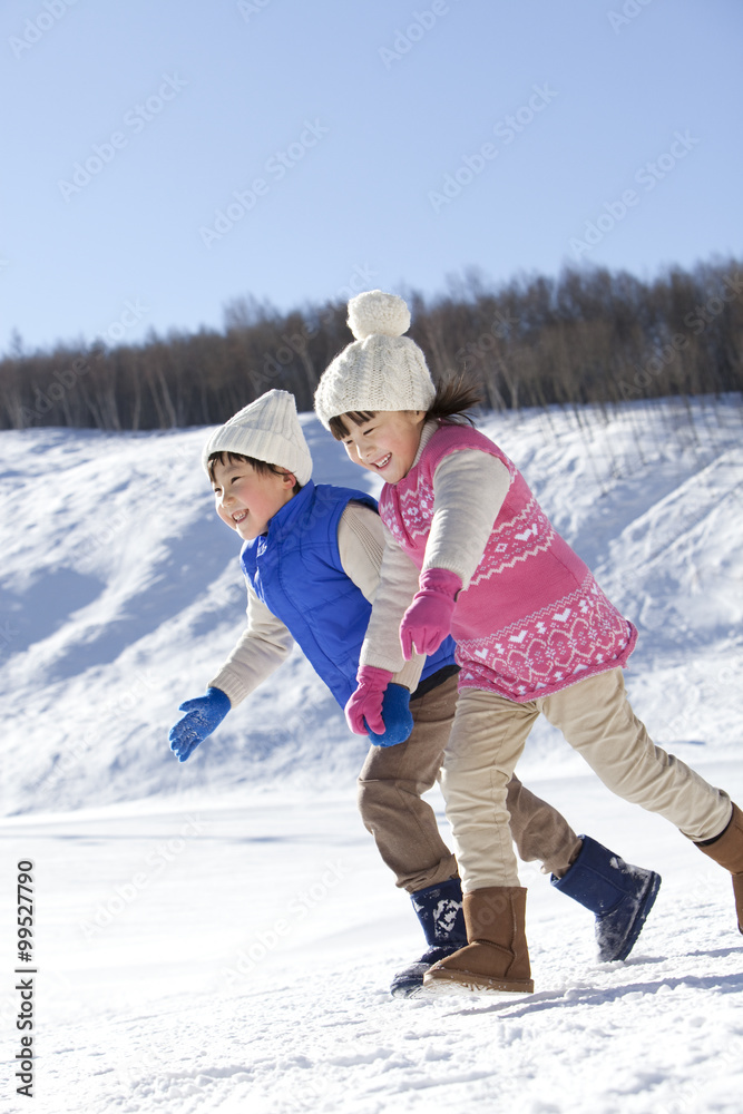 Children having fun in snow