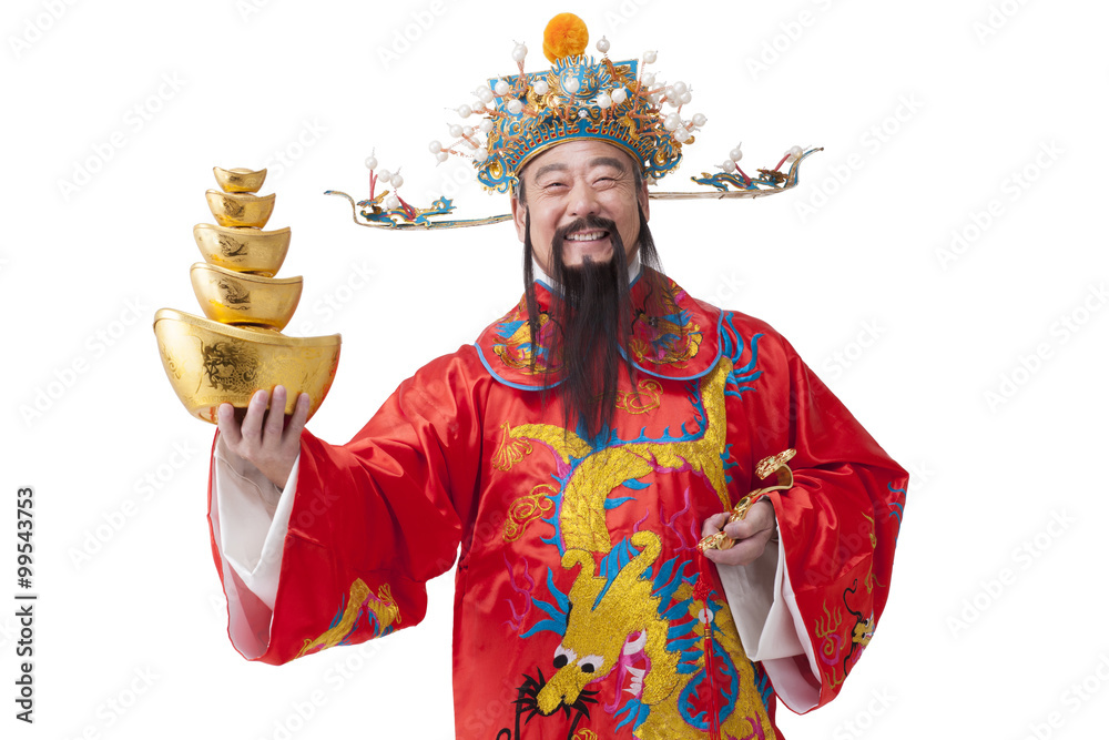 Chinese God of Wealth celebrating Chinese New Year