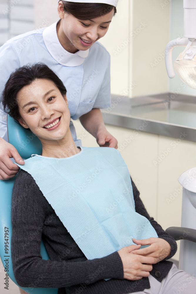 Patient receiving treatment in dental clinic