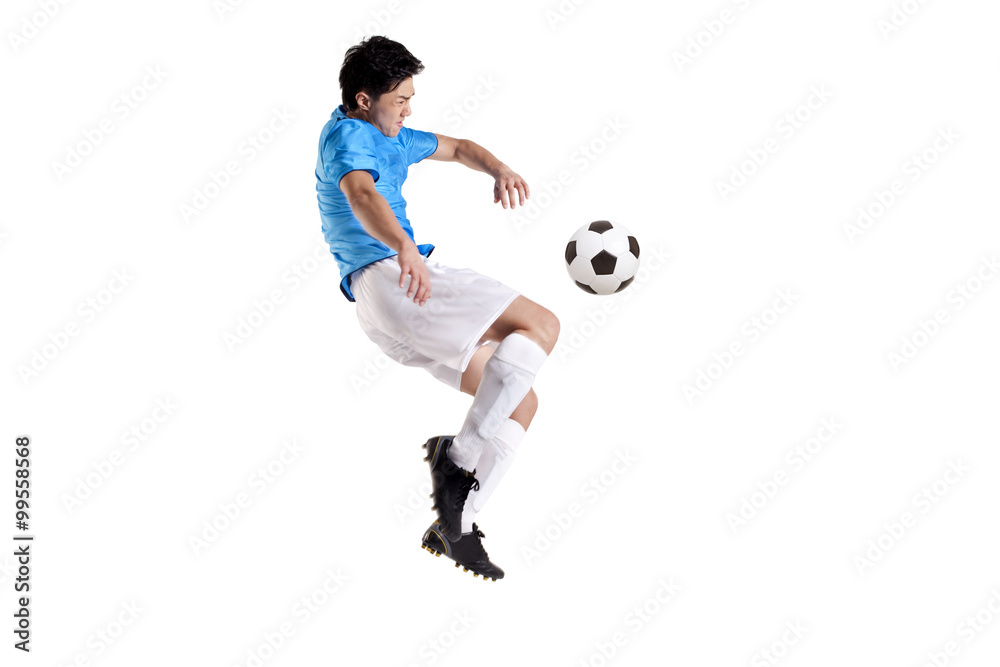 Soccer player jumping