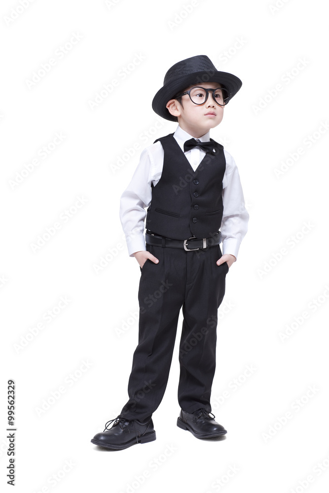 Cute little boy dressing up