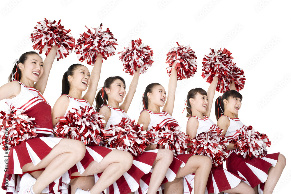 Cheerleaders performing a routine