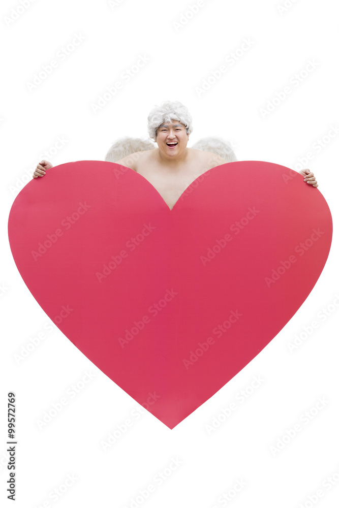 Chubby angel with a big heart shape