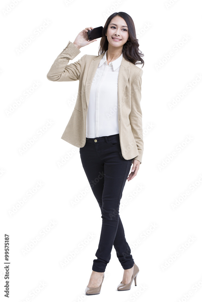 Fashionable businesswoman on the phone