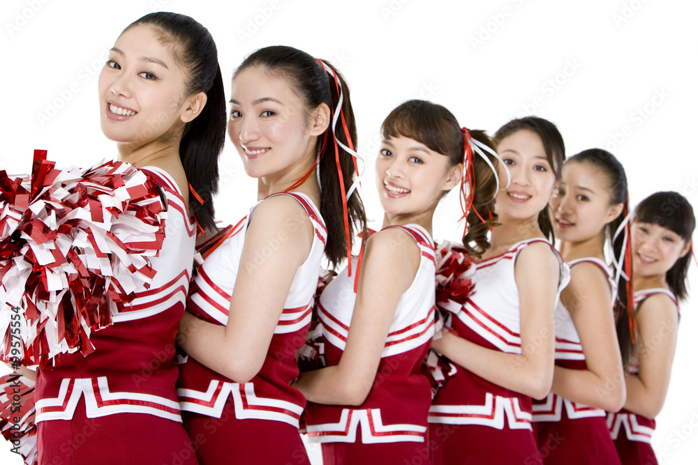 Cheerleaders in a line