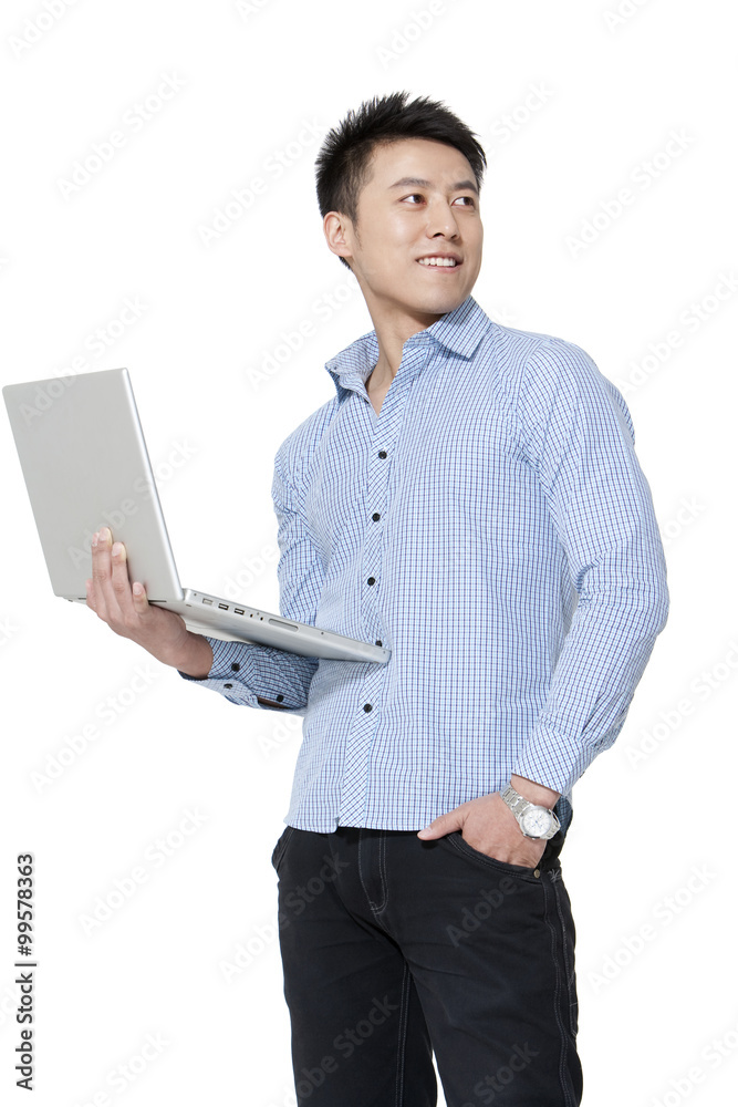 Man holding a laptop