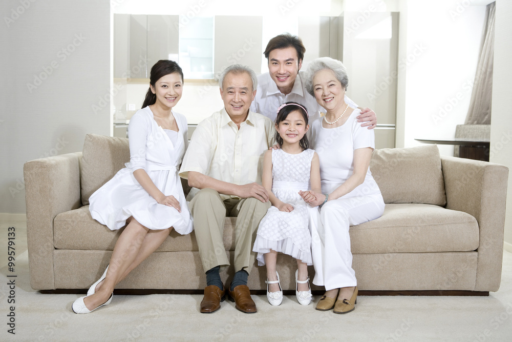 Portrait of a three generation family at home