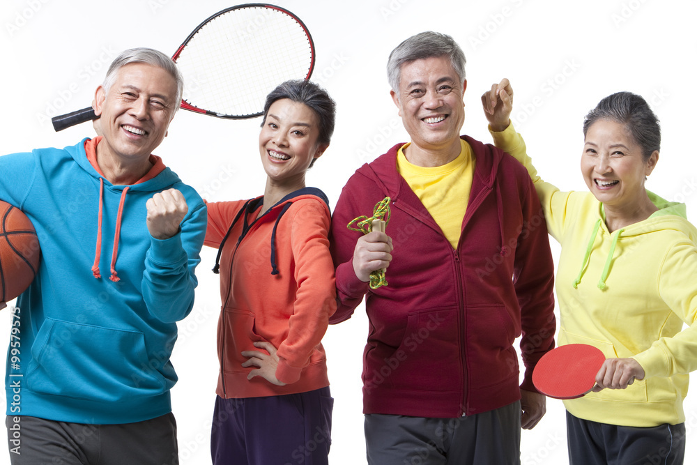 Senior people loving sports