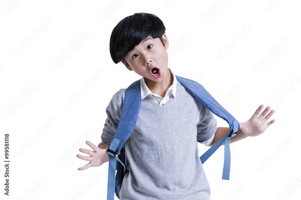 Humorous schoolboy making face