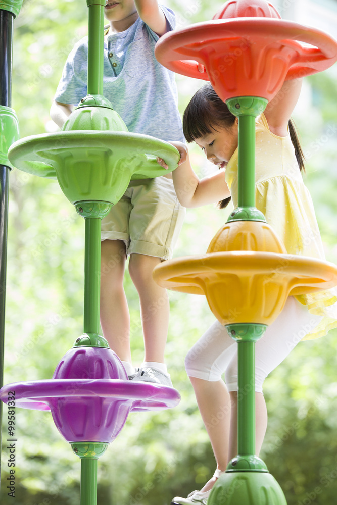 Children playing in amusement park