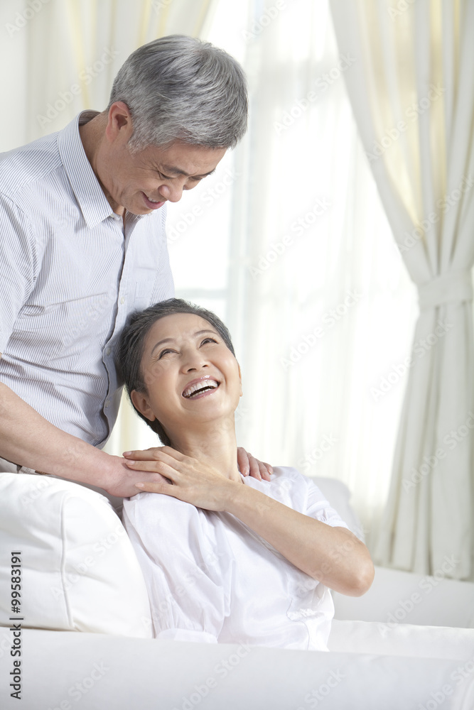 Tender moment between senior couple