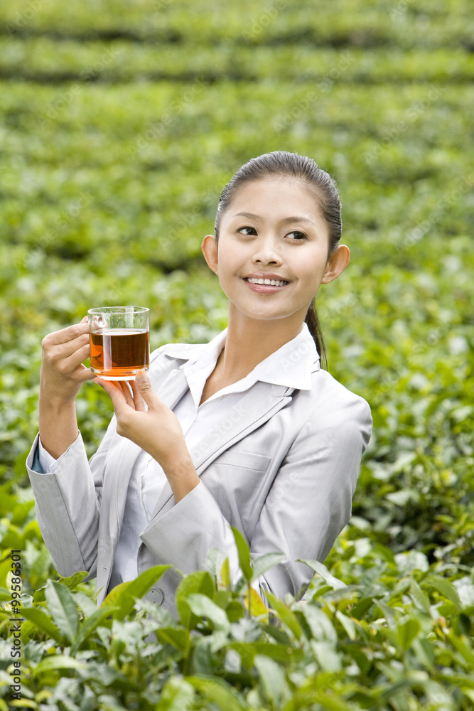 茶界年轻的女商人，用新鲜冲泡的茶